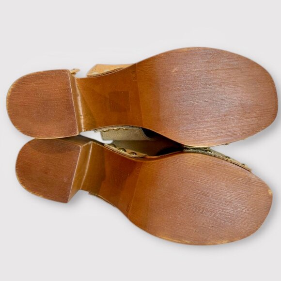 NWT Anthropologie Studded Wood-Bottom Platform Sandals in Cedar Sz 39 - Picture 6 of 8